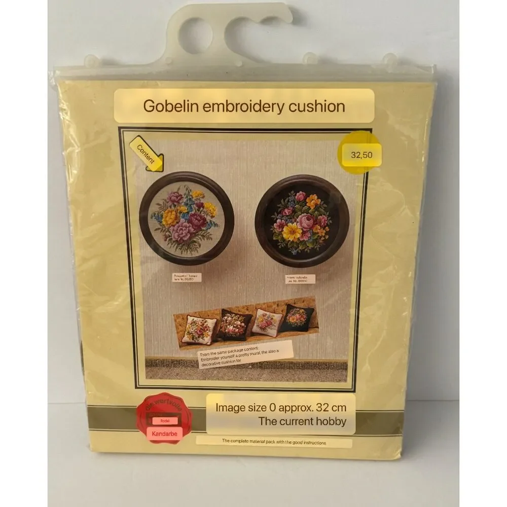 Gobelin-Stickkissen Embroidery Cushion Kit Flower Splendor Bouquet Flowers NEW